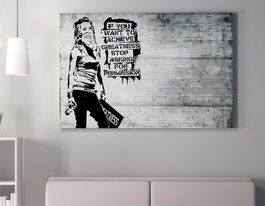 Wallity WY136 Banksy Lienzo Decorativo enmarcado 50 x 70 cm